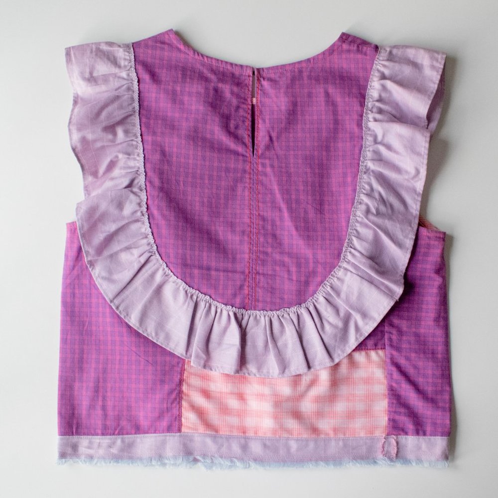 Boxy Plaid Ruffle Handmade Designer Top - Picture 5 of 5